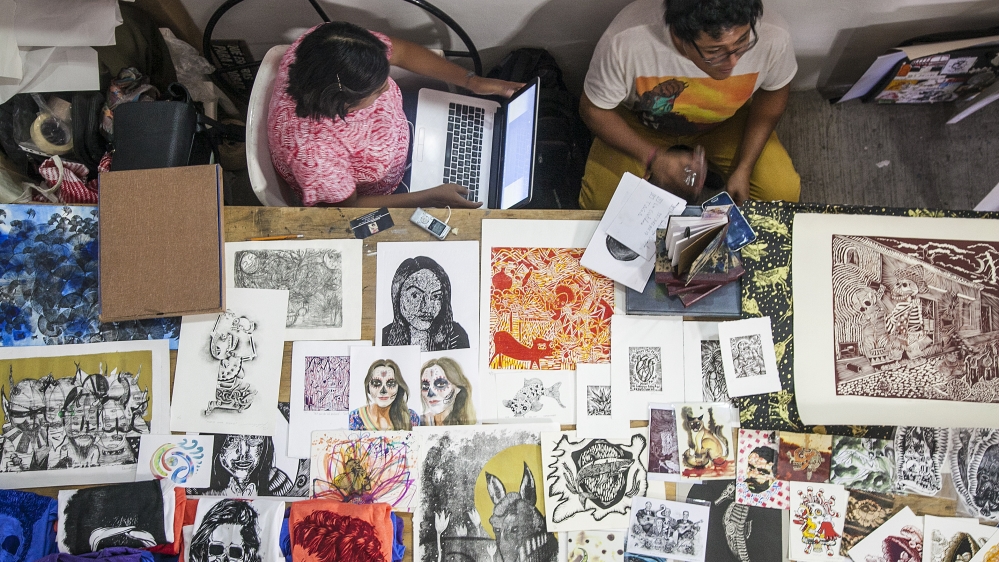 
Oaxacan artists showcase their prints at the 3rd annual Feria Graphica [Gabriela Campos/XEn News] 
