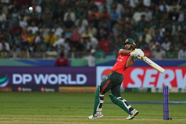 Bangladesh's Saif Hassan plays a shot during the Asia Cup cricket match between Bangladesh and Sri Lanka